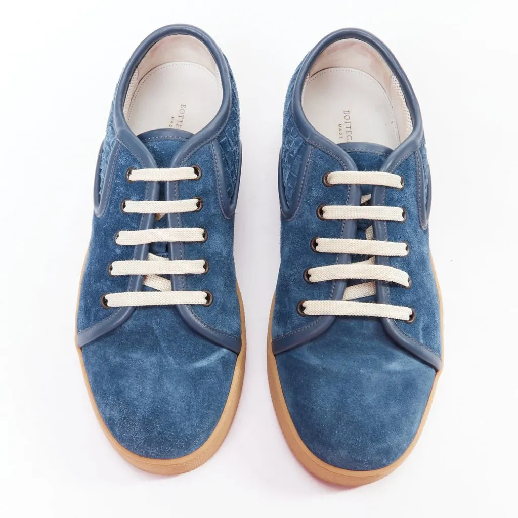 Bottega Veneta Suede Lace Sneakers Blue Suede Fair - Inside View