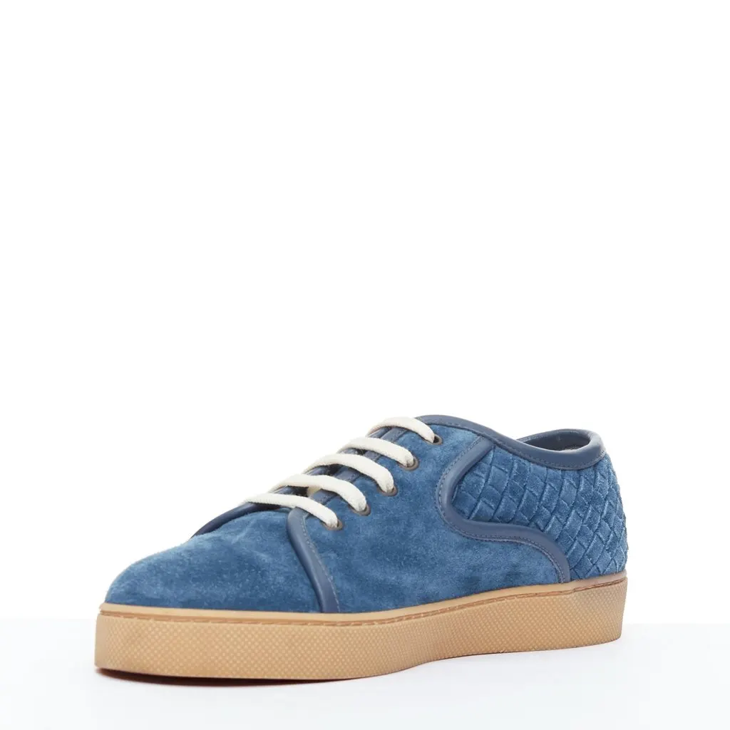 Bottega Veneta Suede Lace Sneakers Blue Suede Fair - Model View