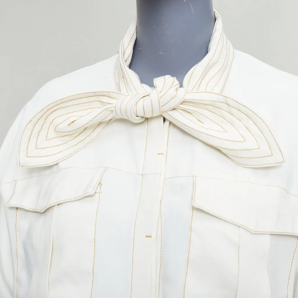 C/MEO Bow Tie Pocket Shirt Ecru Viscose Good - Back View
