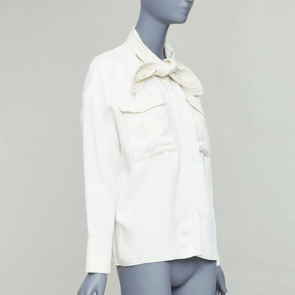 C/MEO Bow Tie Pocket Shirt Ecru Viscose Good - Inside View