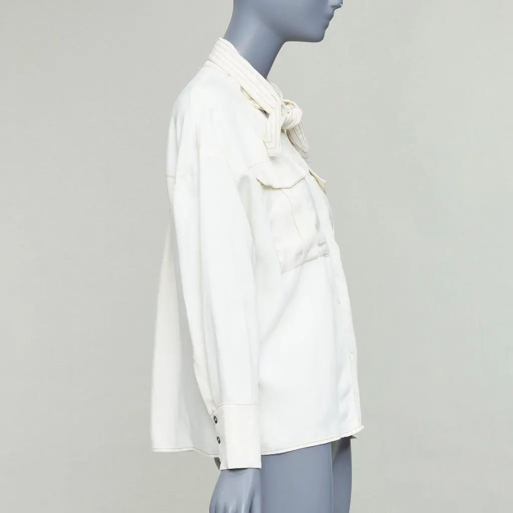 C/MEO Bow Tie Pocket Shirt Ecru Viscose Good - Model View