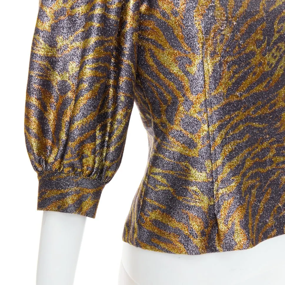 Ganni Tiger Lurex Puff Top Gold Polyester Good - Back View