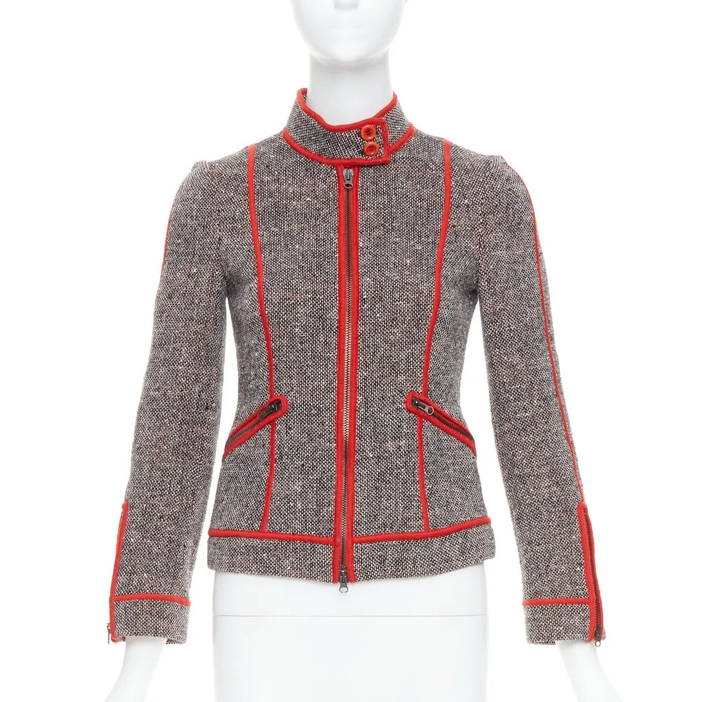 Moschino Quilted Blazer Red Tweed Very good - Front View