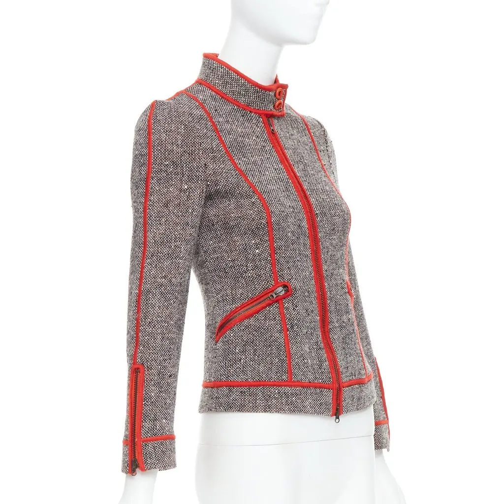 Moschino Quilted Blazer Red Tweed Very good - Model View
