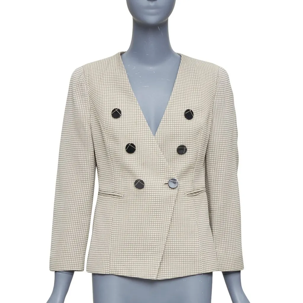 Emporio Armani Velvet Tuxedo Blazer Beige Polyester Very good - Front View