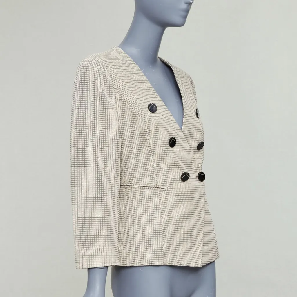 Emporio Armani Velvet Tuxedo Blazer Beige Polyester Very good - Model View