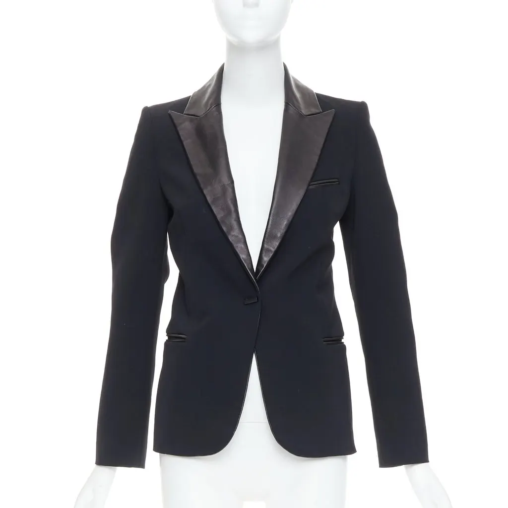 Plein Sud Scalloped Trim Jacket Black Wool Good - Front View