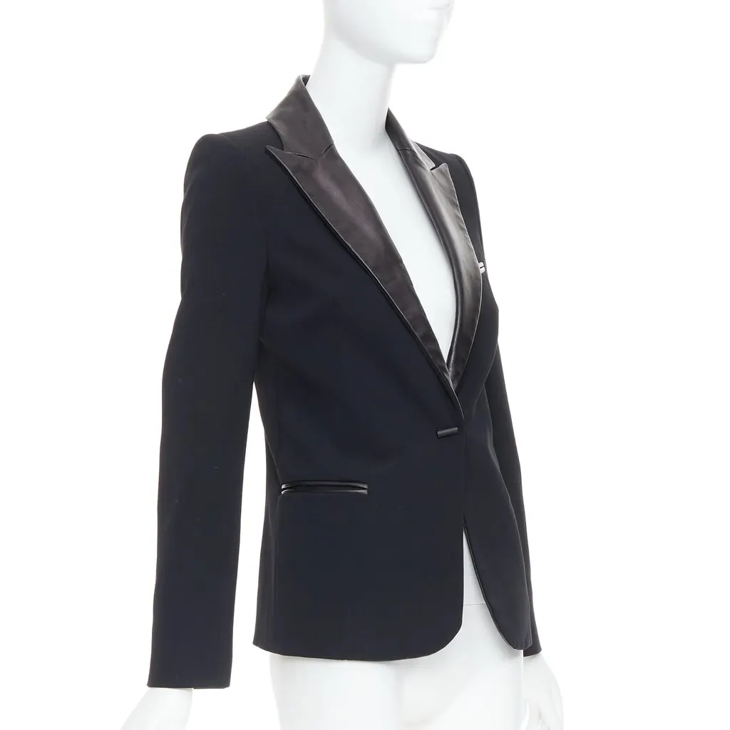 Plein Sud Scalloped Trim Jacket Black Wool Good - Model View