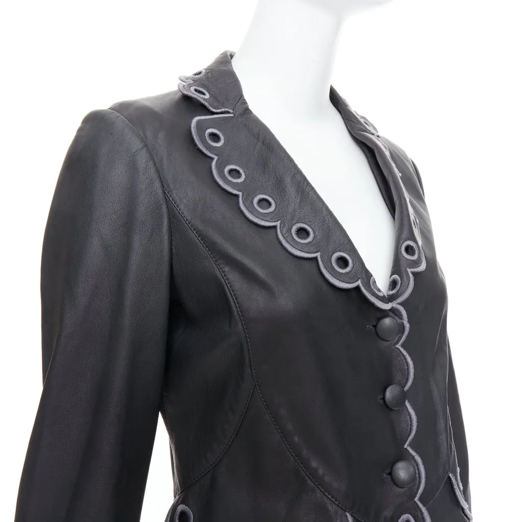 Emporio Armani Layered Lapel Blazer Grey Leather Good - Back View