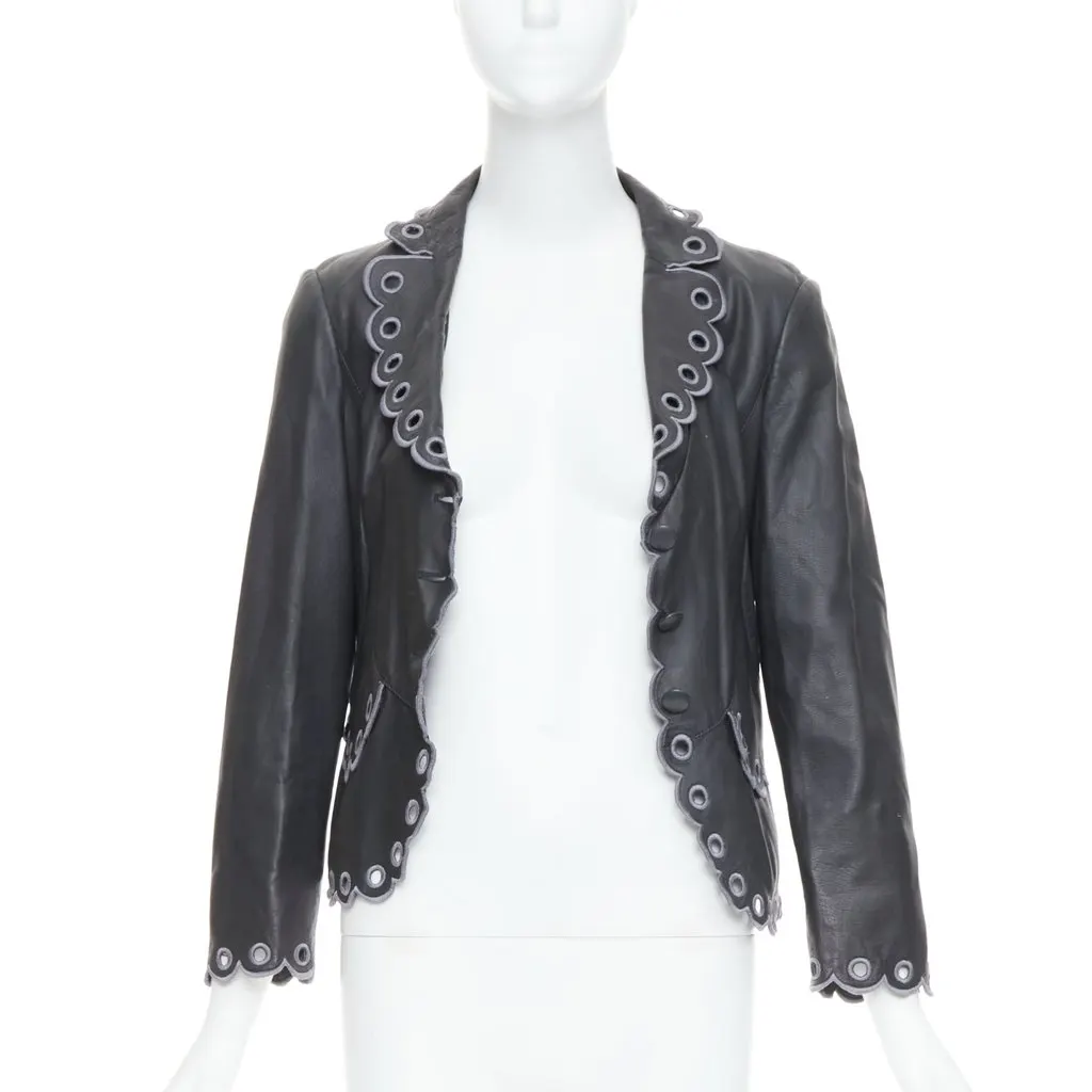 Emporio Armani Layered Lapel Blazer Grey Leather Good - Inside View