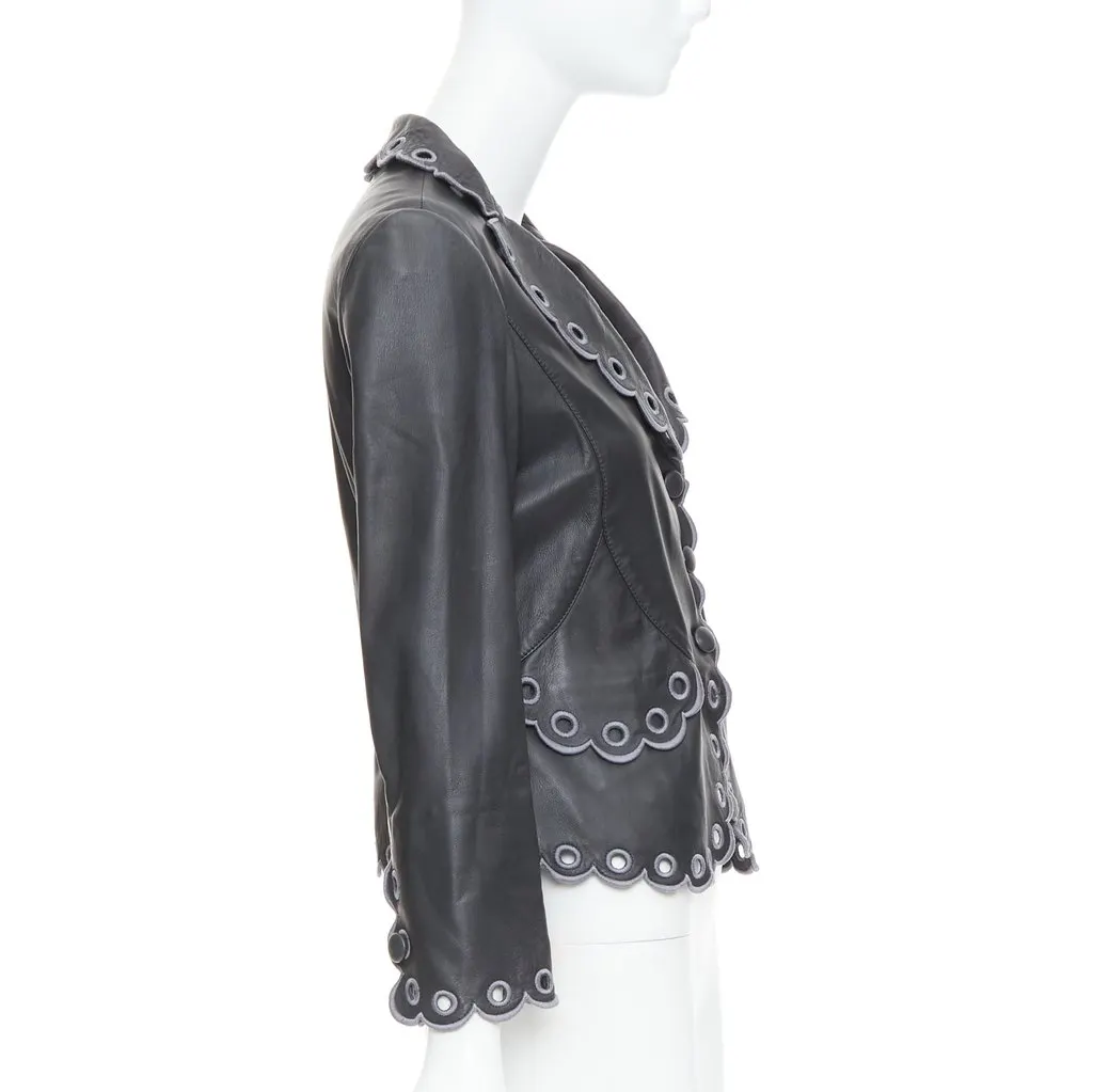 Emporio Armani Layered Lapel Blazer Grey Leather Good - Box View