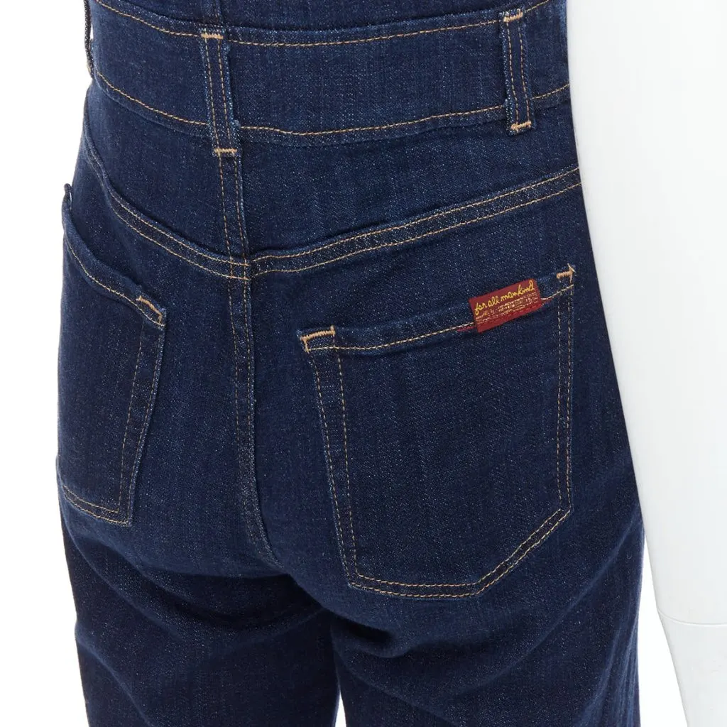 7 for All Mankind Denim Flare Dungaree Blue Cotton Very good - Back View