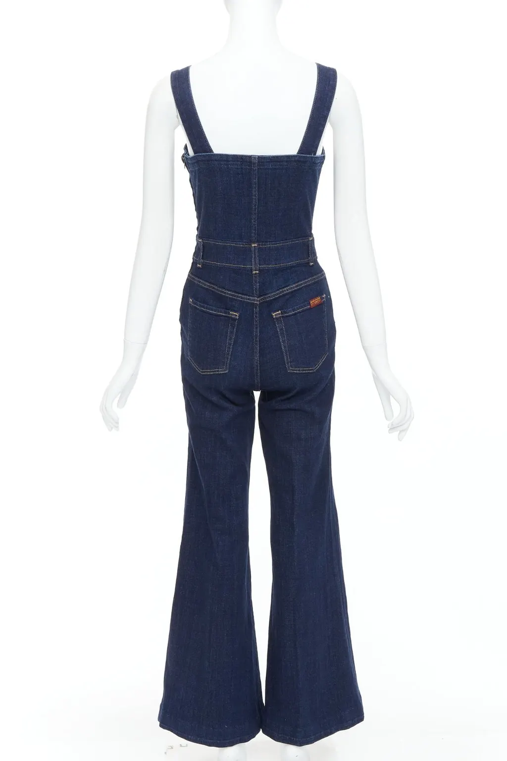 7 for All Mankind Denim Flare Dungaree Blue Cotton Very good - Box View