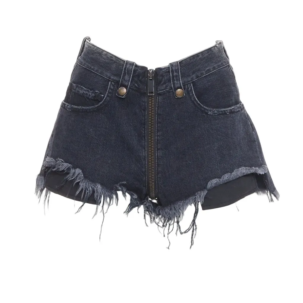 Unravel Project Ziparound Shorts Grey Cotton Very good - Front View