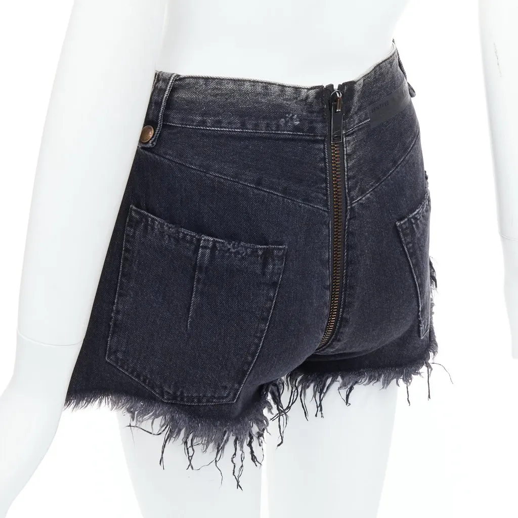 Unravel Project Ziparound Shorts Grey Cotton Very good - Back View