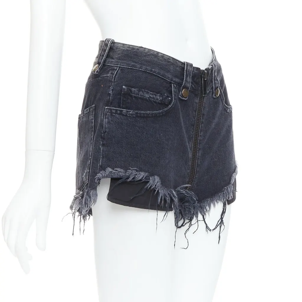 Unravel Project Ziparound Shorts Grey Cotton Very good - Inside View