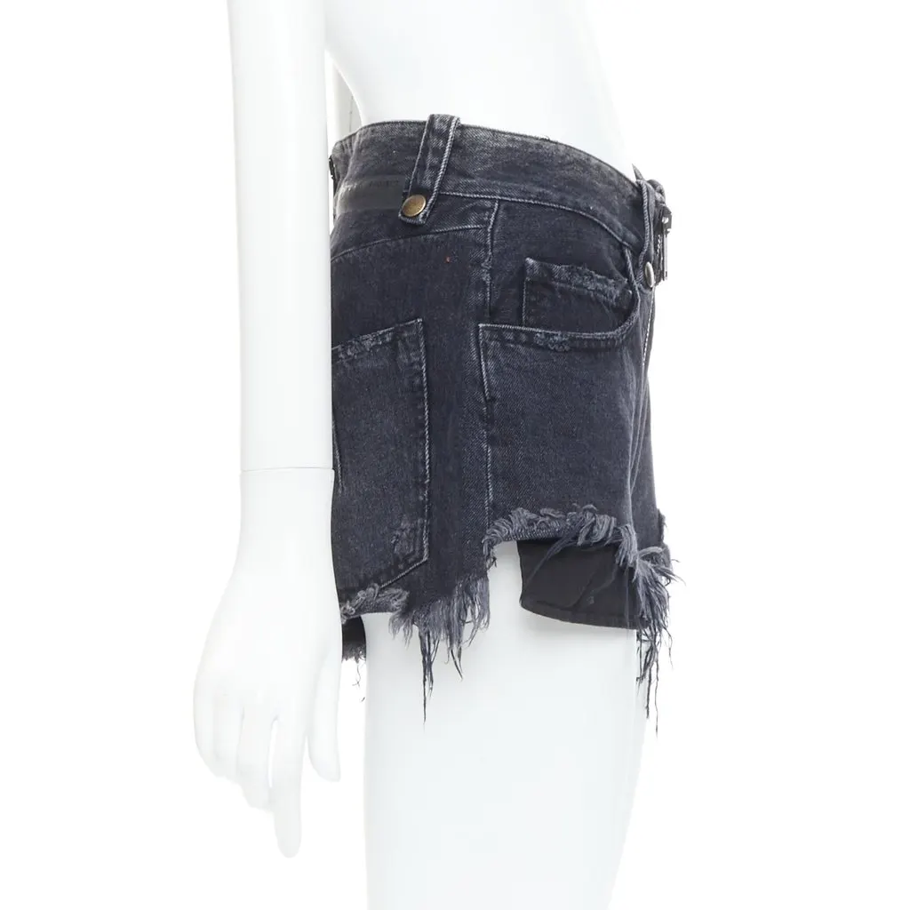 Unravel Project Ziparound Shorts Grey Cotton Very good - Model View