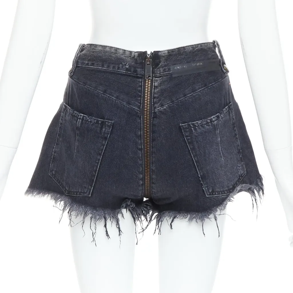 Unravel Project Ziparound Shorts Grey Cotton Very good - Box View