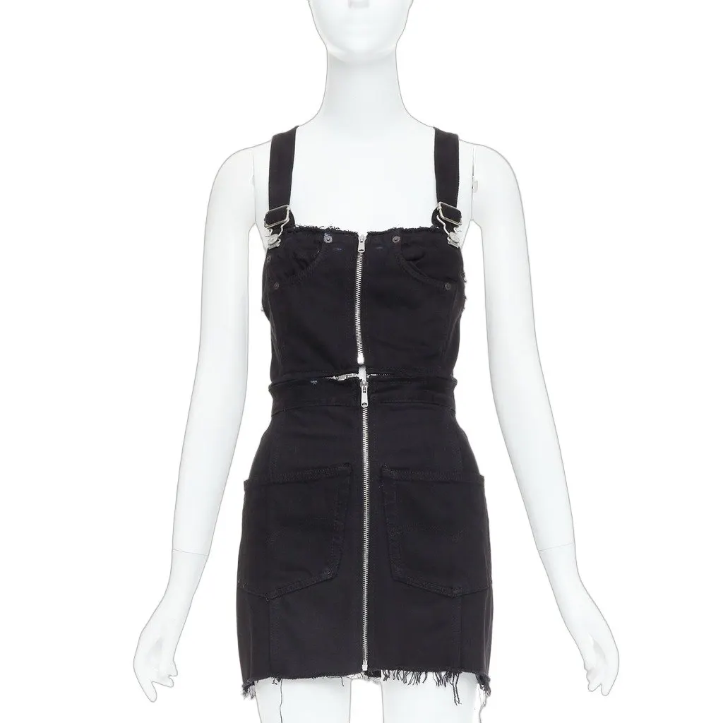 RE/DONE Reconstructed Dress Black Cotton Good - Front View