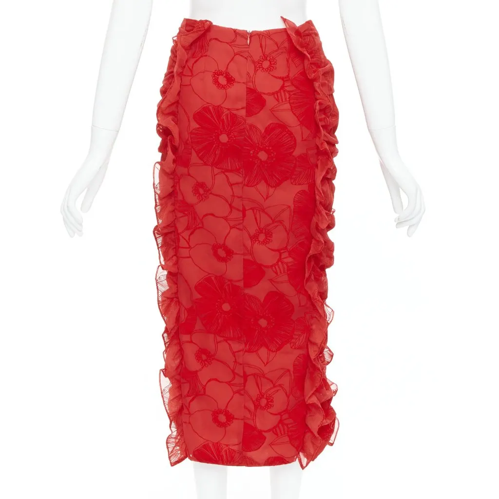 MOTHER OF PEARL Velvet Button Skirt Red Polyester Very good - Box View