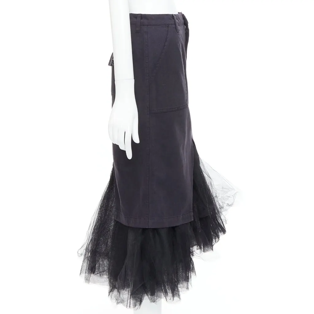 Le Superbe Denim Tulle Skirt Black Cotton Very good - Model View