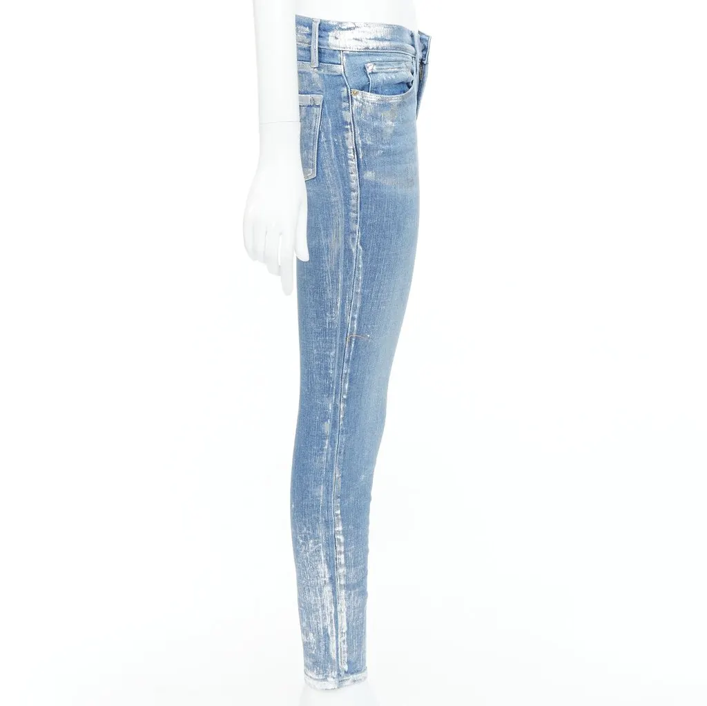 Frame Le Skinny de Jeanne Blue Cotton Very good - Model View