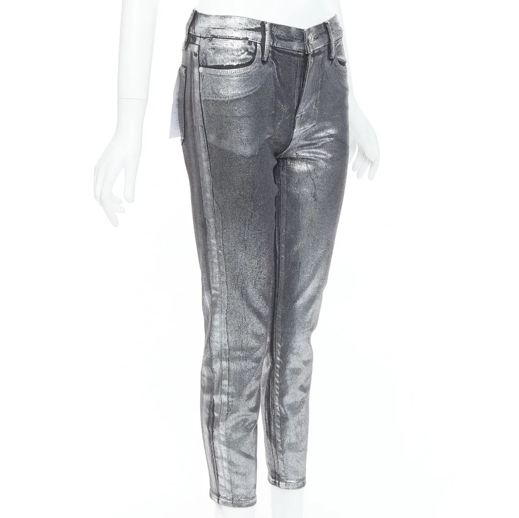 Frame Le High Skinny Crop Silver Cotton Never worn, with tag - Inside View