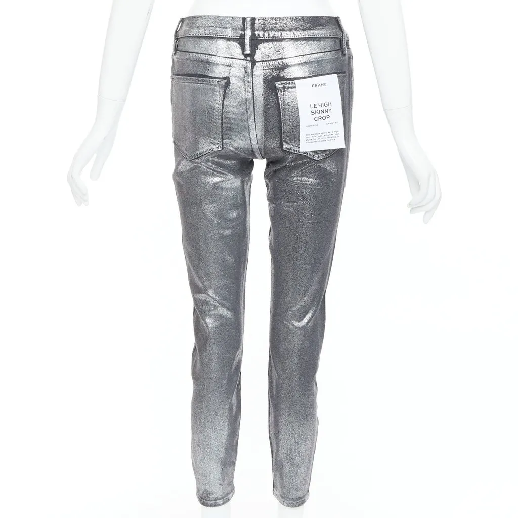 Frame Le High Skinny Crop Silver Cotton Never worn, with tag - Box View