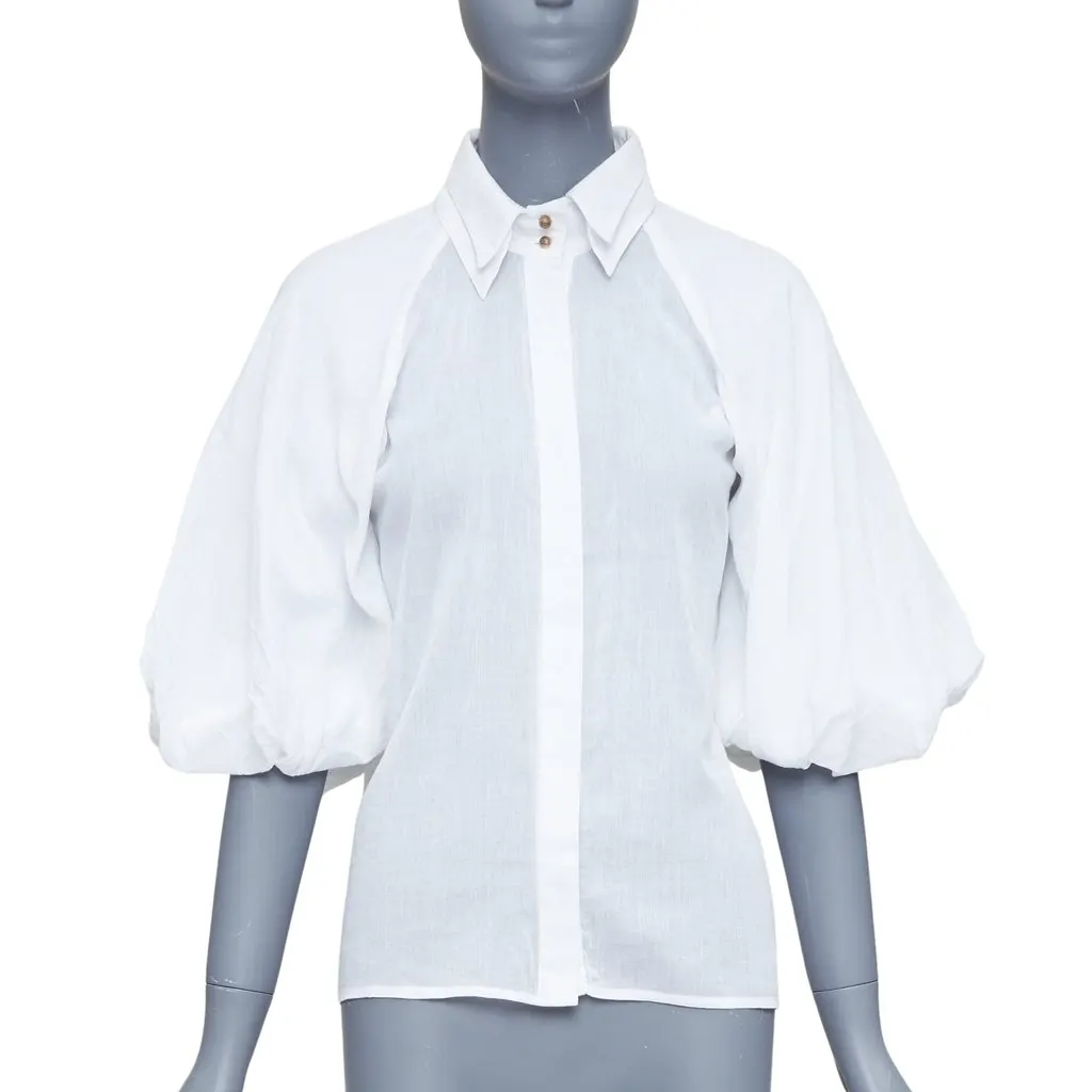 Aje Victorian Puff Shirt White Cotton Very good - Front View