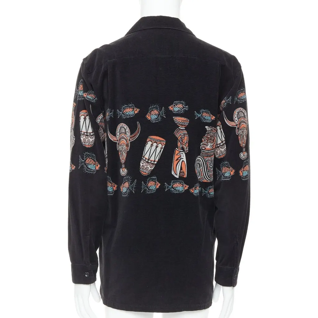 Beams Plus Ethnic Print Overshirt Black Very good - Box View