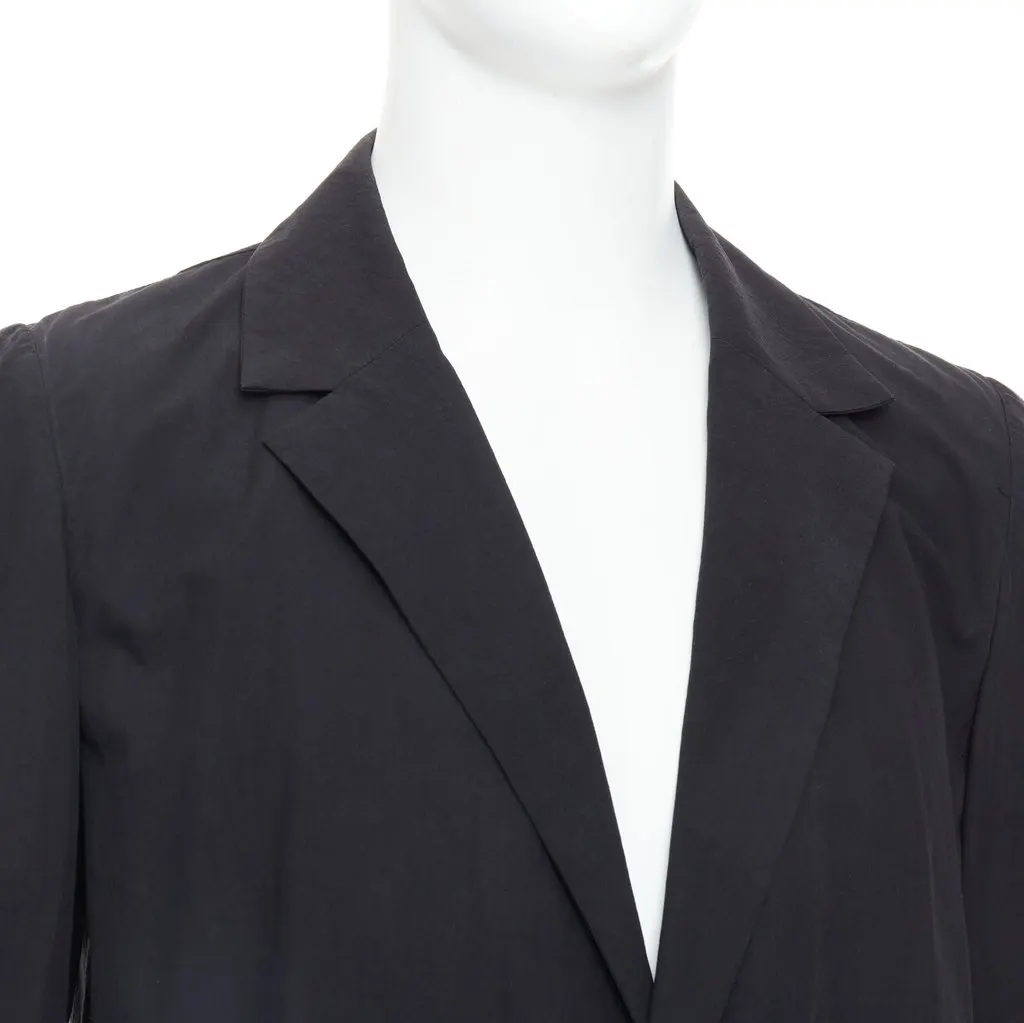 Attachment Angular Hem Blazer Black Cotton Good - Back View