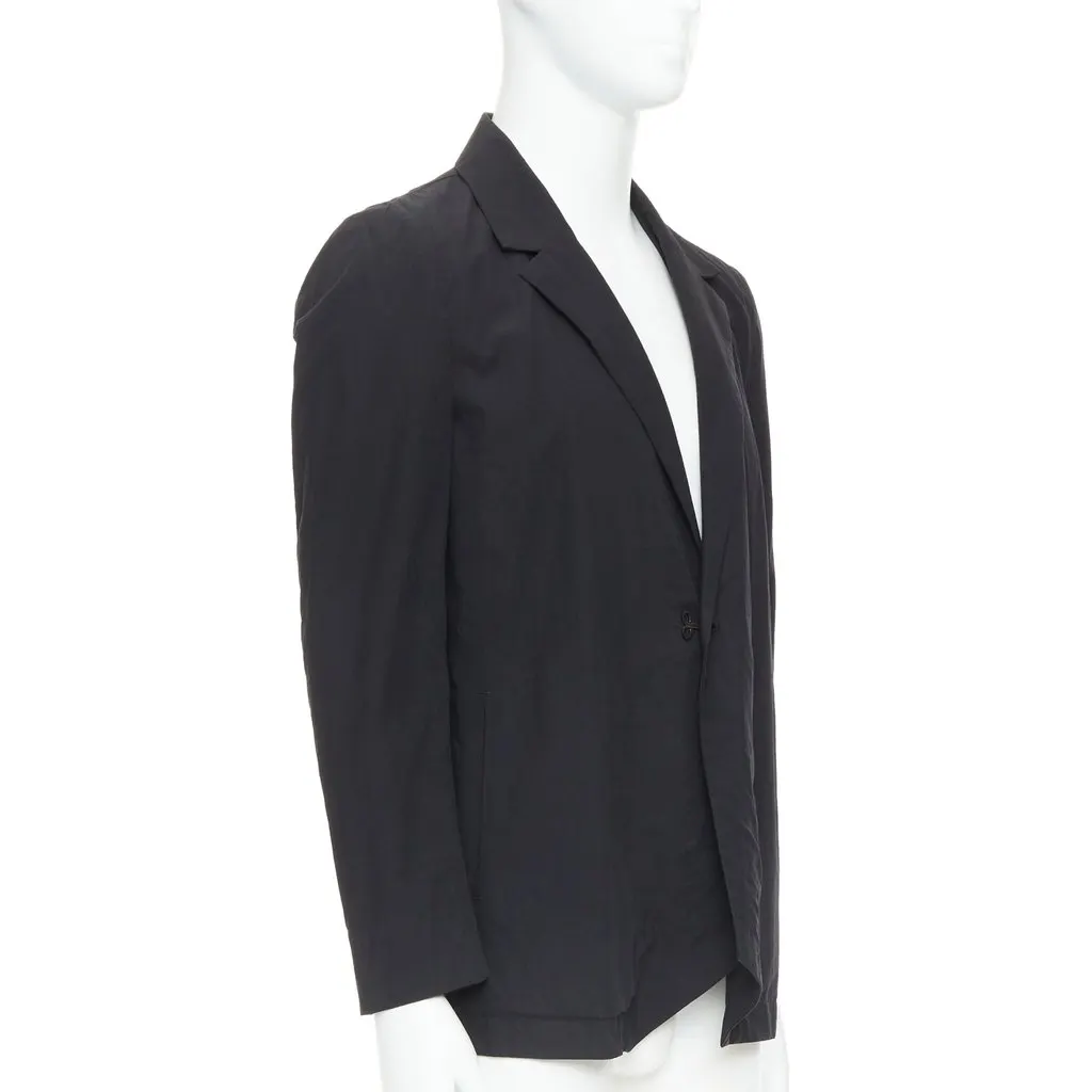 Attachment Angular Hem Blazer Black Cotton Good - Inside View