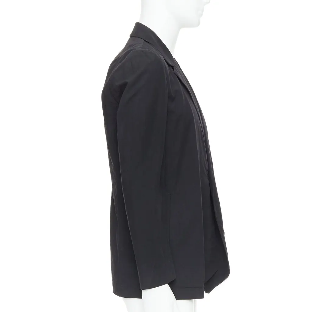 Attachment Angular Hem Blazer Black Cotton Good - Model View