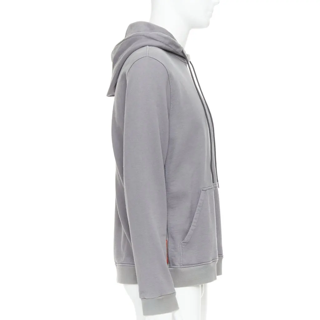 Prada Sports Logo Hoodie Grey Cotton Fair - Model View