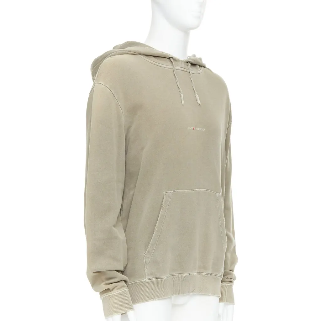 Saint Laurent Washed Logo Hoodie Anthracite Cotton Very good - Inside View