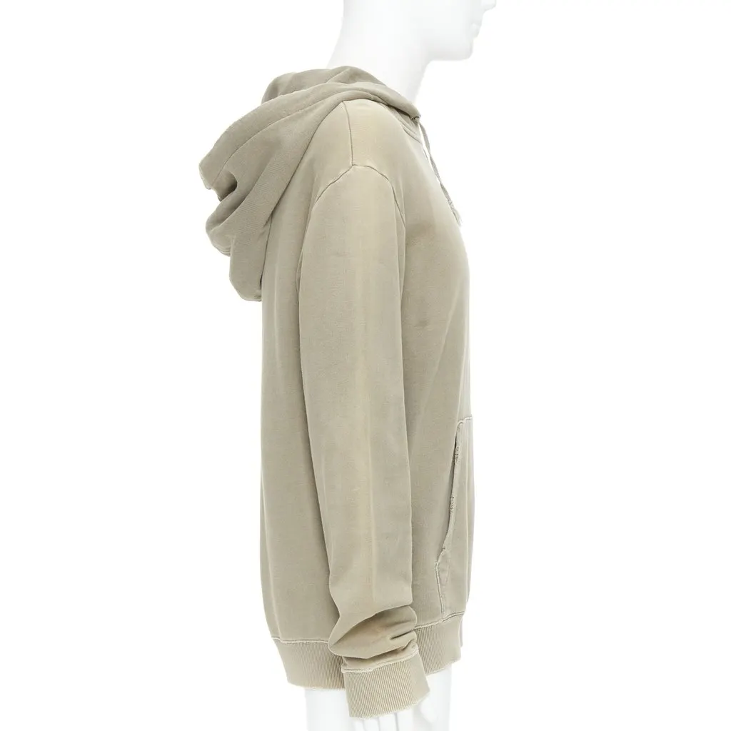 Saint Laurent Washed Logo Hoodie Anthracite Cotton Very good - Model View
