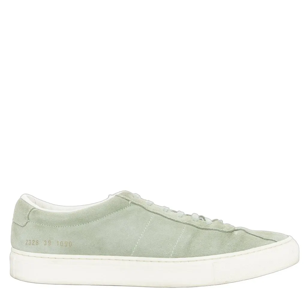 Common Project Suede Low Top Sneakers Green Suede Good - Front View