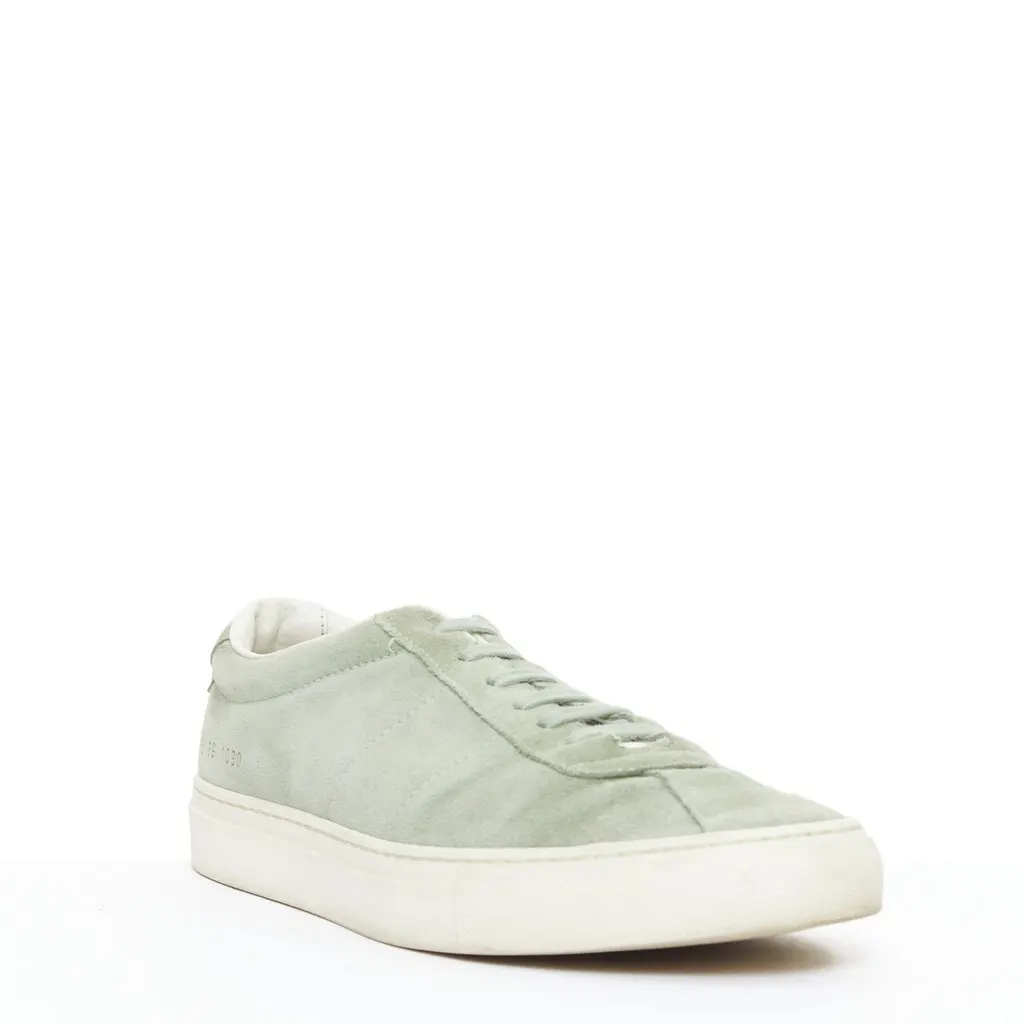 Common Project Suede Low Top Sneakers Green Suede Good - Back View