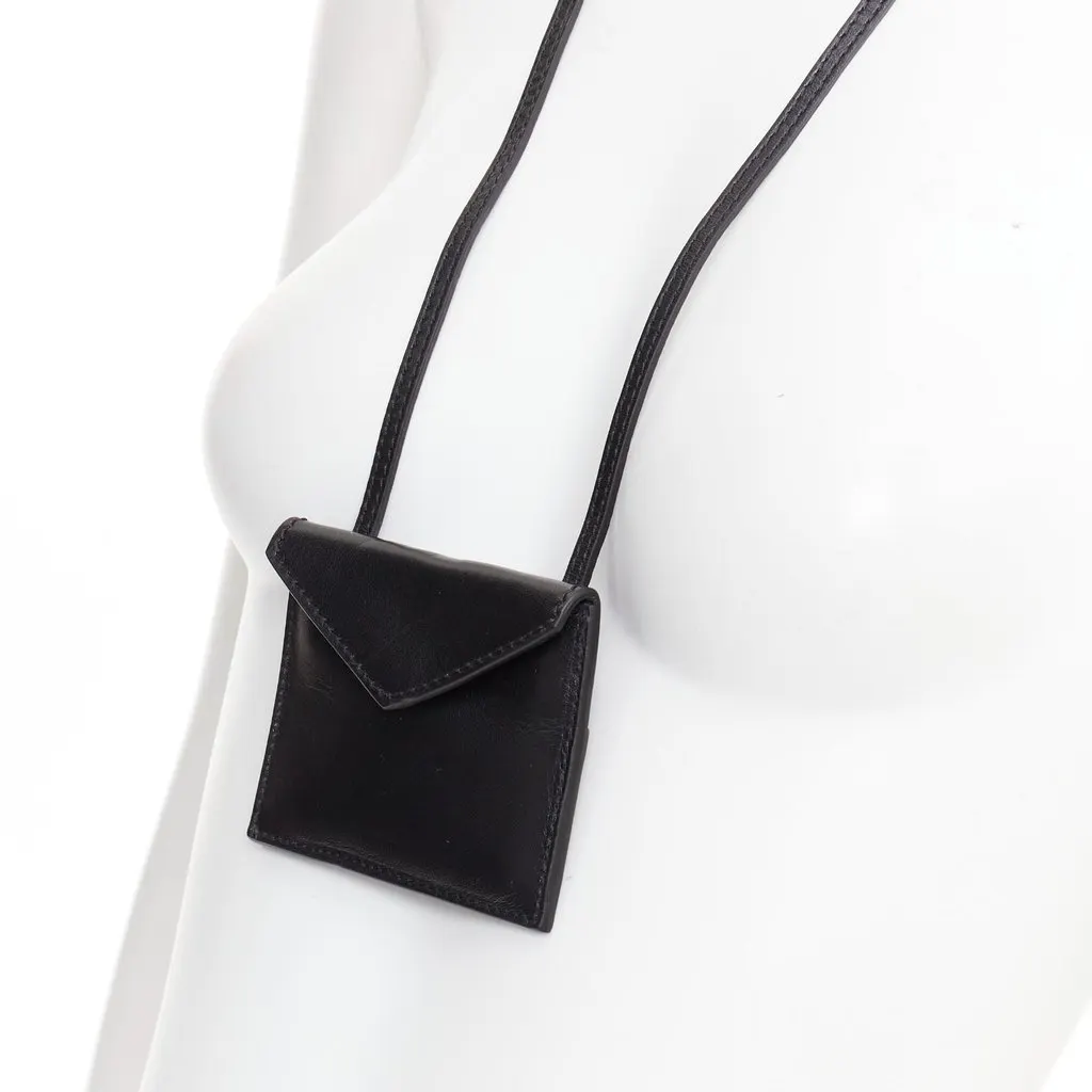Giambattista Valli Black Leather Long Necklace Black Leather Good - Back View
