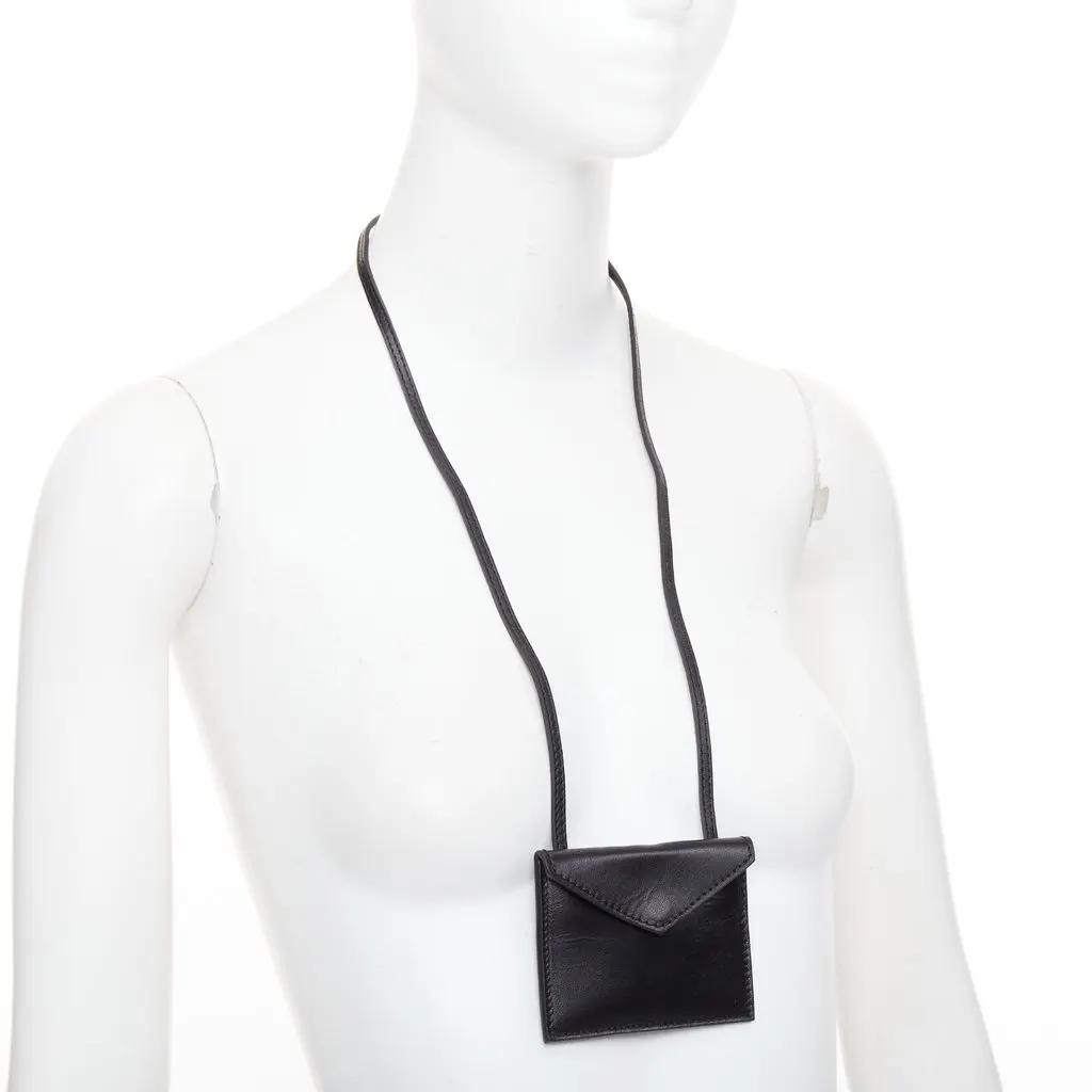 Giambattista Valli Black Leather Long Necklace Black Leather Good - Inside View