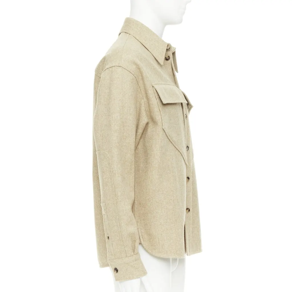 Bottega Veneta Beige Wool Shirt Beige Wool Very good - Model View
