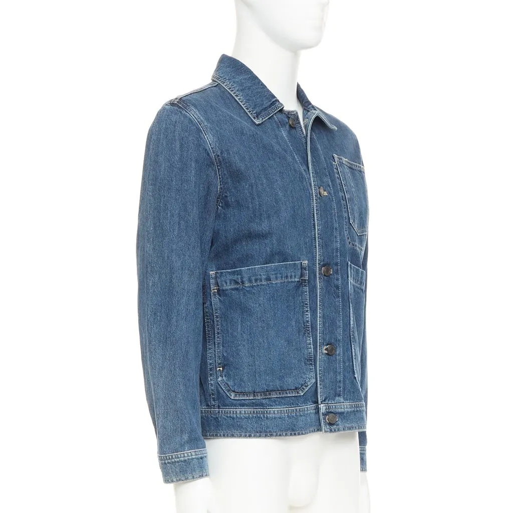 Bottega Veneta Blue Denim Coat Blue Denim Very good - Model View