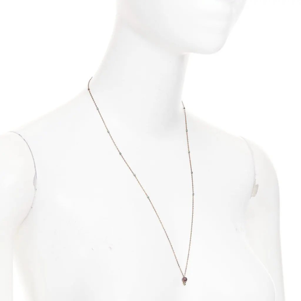 Bottega Veneta Green Metal Long Necklace Green Metal Fair - Inside View