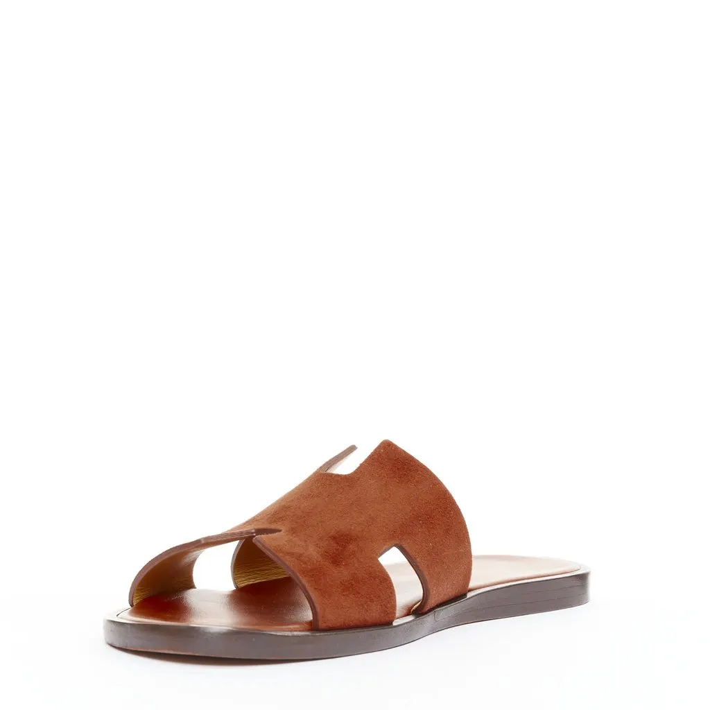 Hermès Izmir Brown Suede Very good - Model View