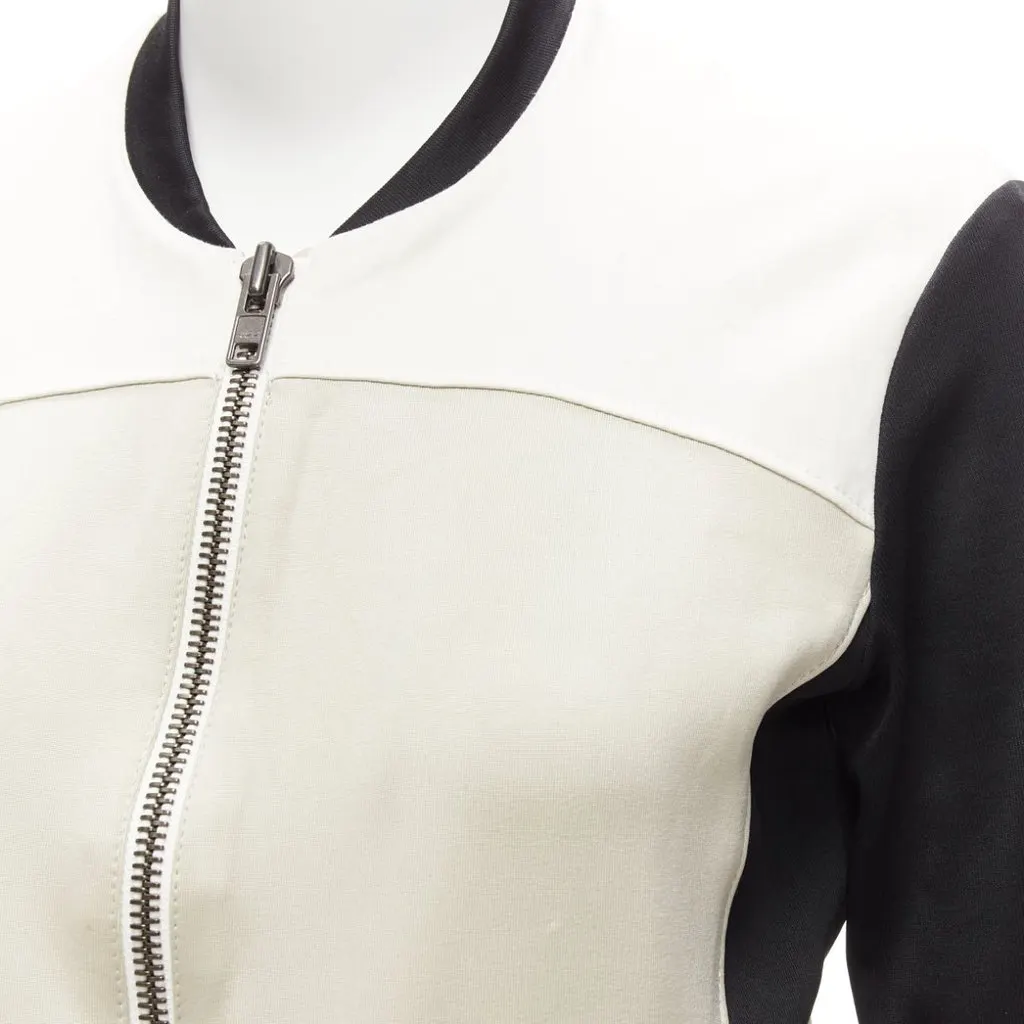 Helmut Lang Beige Color Blocked Bomber Ecru Acetate Fair - Back View