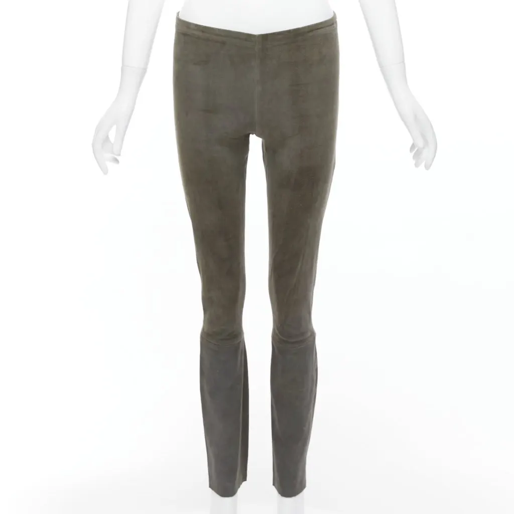 Haider Ackermann Moto Cuffed Pants Grey Suede Fair - Front View