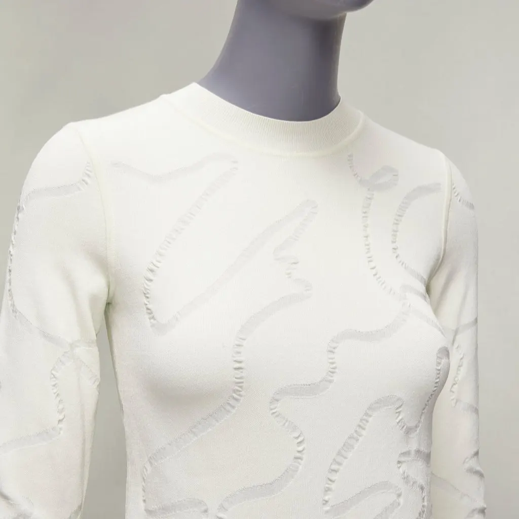 Helmut Lang Jacquard Line Sweater Ecru Viscose Very good - Back View