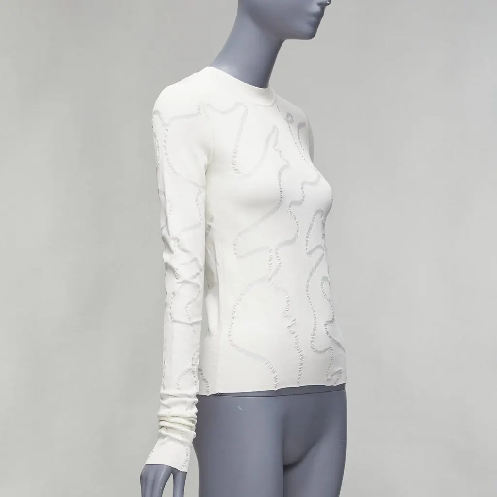 Helmut Lang Jacquard Line Sweater Ecru Viscose Very good - Inside View