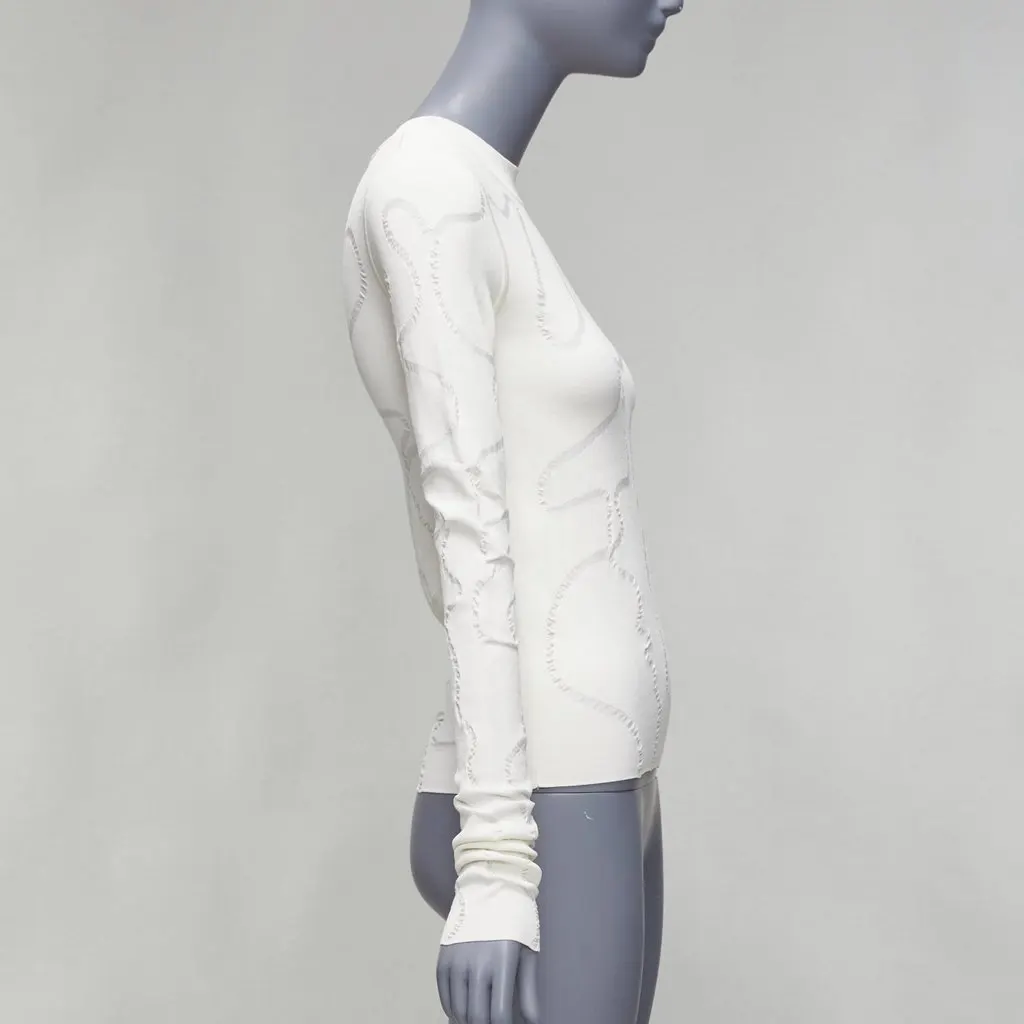 Helmut Lang Jacquard Line Sweater Ecru Viscose Very good - Model View