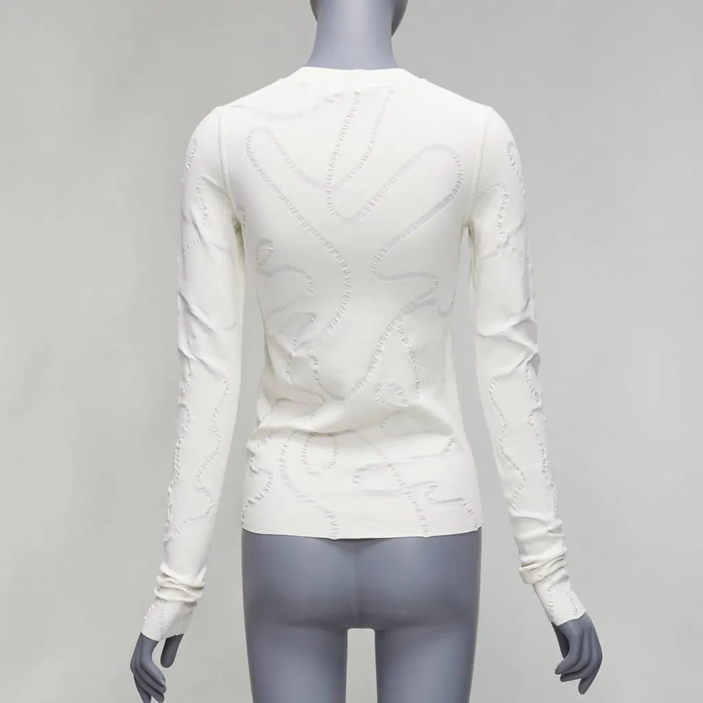 Helmut Lang Jacquard Line Sweater Ecru Viscose Very good - Box View